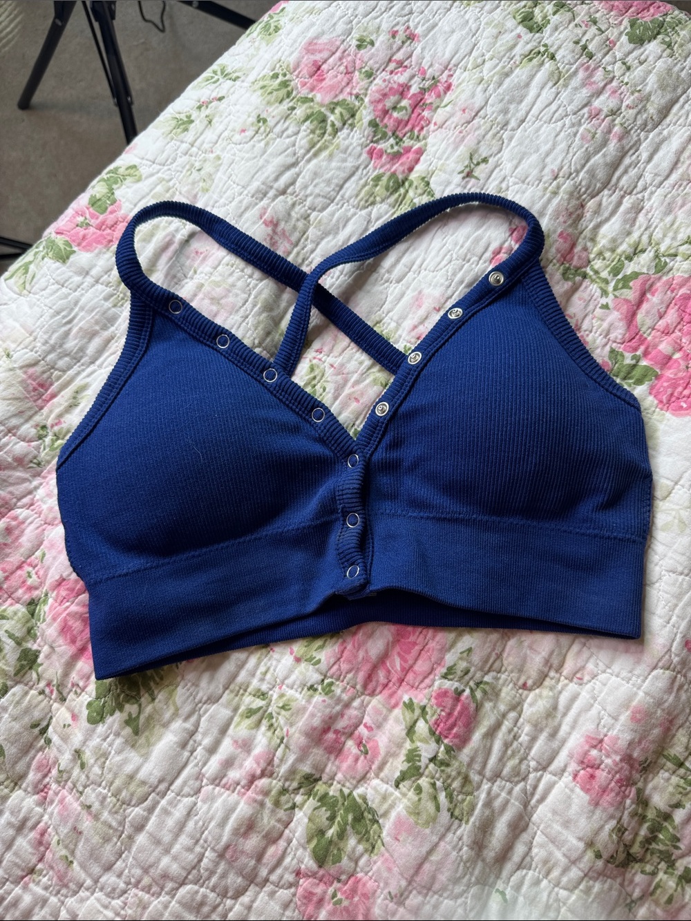 Women's Navy Snap-Front Sports Bra - Unbranded - Picture 4 of 5